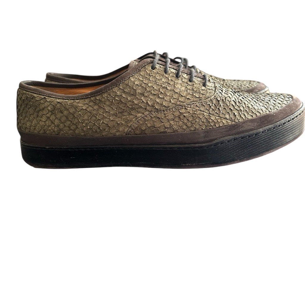 Paul Smith Men’s Olive Leather Croc Print Sneaker Size 10 Us 9 Uk